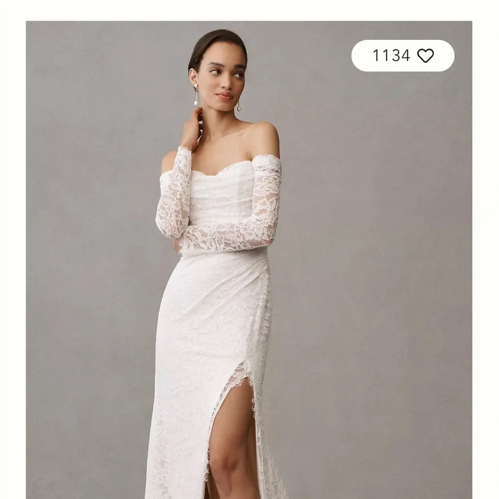 Jenny Yoo White Dove Long-Sleeve Off-Shoulder Sleeve Wedding Dress - Picture 1 of 5